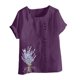 thumbnail image 4 of Vestidos Casuales Para Mujer, Blusas De Mujer De Moda Blusa informal de lino con cuello redondo, manga corta y botones para mujer, 4 of 4