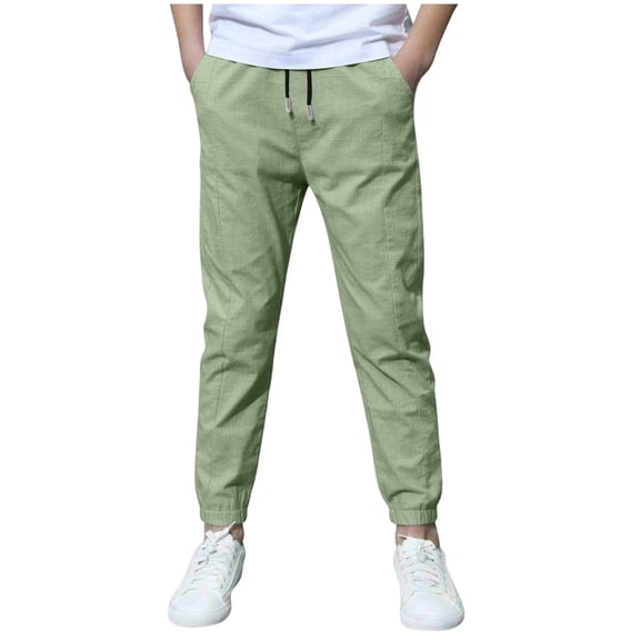 KPOPLK Boy's Cargo Joggers Pants Youth Quick Dry Hiking Lightweight Pants for Sports Outdoor with Pockets Size 6-7 Years,Light Green