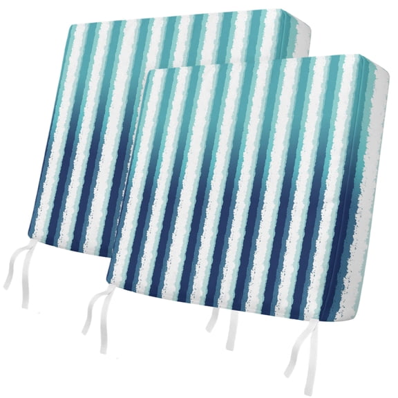 Outdoor Patio Cushion Covers 2 Pack Navy Blue Stripes Chair Cushion Seat Pads with Ties & Zipper Waterproof Graffiti Striped Lines Chair Slipcovers for Outdoor Furniture Couch Sofa 24x24 Inch