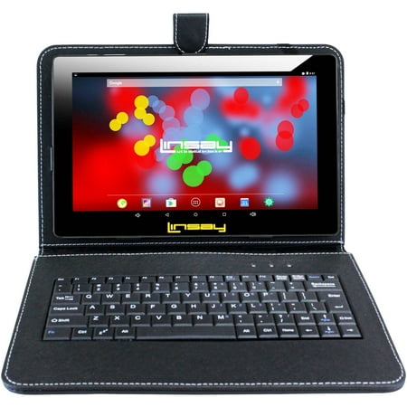 LINSAY 10.1" Quad Core 1280 x 800 IPS Screen 2 GB Ram Android 6.0 Tablet 16 GB with Black Leather Keyboard Case