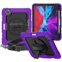 Timoom stock Case for iPad Pro 12.9'' 5th Generation 2021 with Screen Protector, Pencil Holder [360 Rotating Hand Strap] &Stand, Drop-Proof Case, Pro12.9 5th-Purple