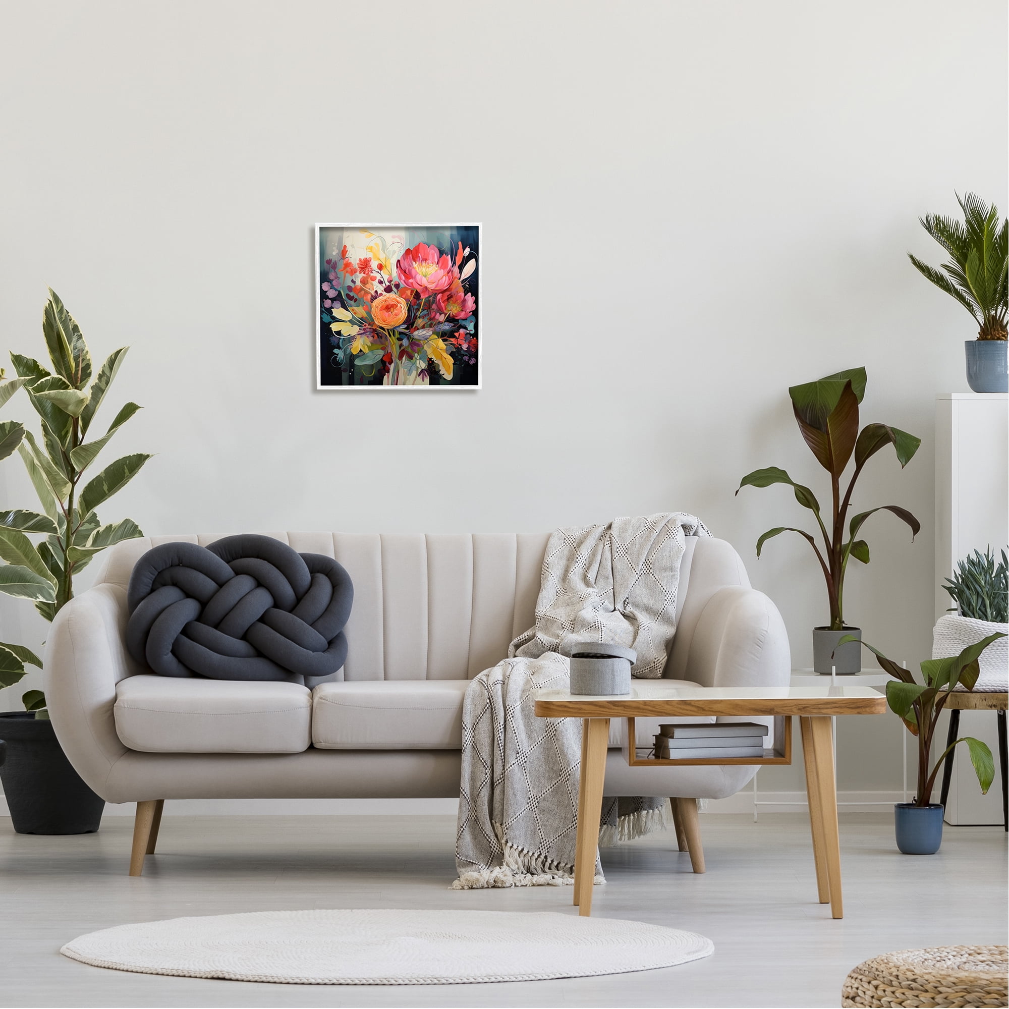 Stupell Industries Modern Mixed Blooms Botanical & Floral Painting White Framed Art Print Wall Art, 17 x 17