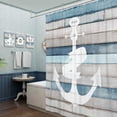 thumbnail image 2 of Nautical Shower Curtain Anchor Coastal Beach Theme Rustic Striped Decorative Polyester Fabric Cloth Washable Bathroom Shower Curtains Set with Hooks, 72x72 Inch, 2 of 5