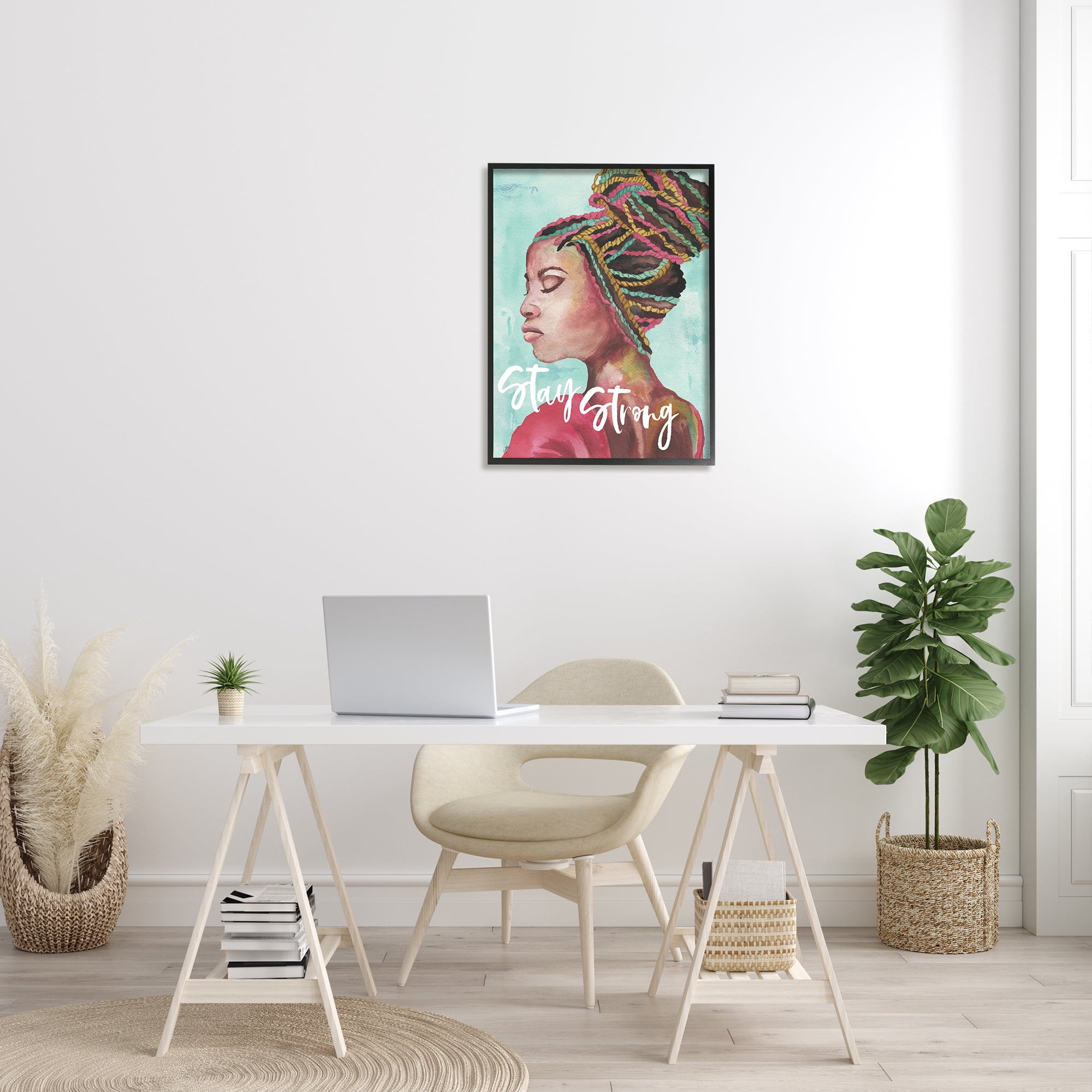 Stupell Industries Stay Strong Inspirational Powerful Woman Braided Hair, 24 x 30, Designed by Elizabeth Medley