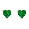 thumbnail image 3 of Clara Pucci 1.0 ct Brilliant Heart Cut Studs VVS1 Genuine Conflict free Green Emerald Solid 14K Yellow Gold Designer Everyday Earrings Push back, 3 of 5