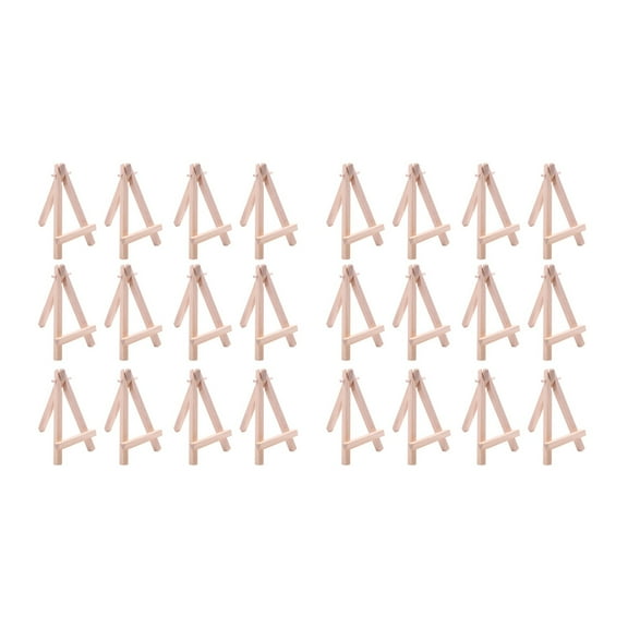 New Arrivals 24 Pack 5 Inch Mini Wood Display Easel Natural Wooden Tripod Holder Stand for Displaying Small Canvases and Photos