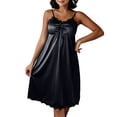 thumbnail image 2 of PInxai Nightgowns for Women with Built in Bras Lace V Neck Spaghetti Straps Chemise Loose Ruched Front Tie Bow Sleepwear Dress, 2 of 9