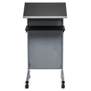 Audio-Visual Direct Lectern (45 H x 17 D x 23 L) Metal & Wood Podium Storage - Silver/Black -