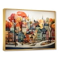 thumbnail image 2 of Designart "Vintage Village in Autumn Orange" Cityscapes Framed Wall Art - Industrial Orange New York Living Room Framed Canvas Art, 2 of 6