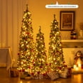 thumbnail image 2 of Topbuy 4' 5' 6' Artificial Christmas Tree Set of 3 Pencil Xmas Trees with Realistic Accumulated Snow Branch Tips LED Lights, 2 of 9