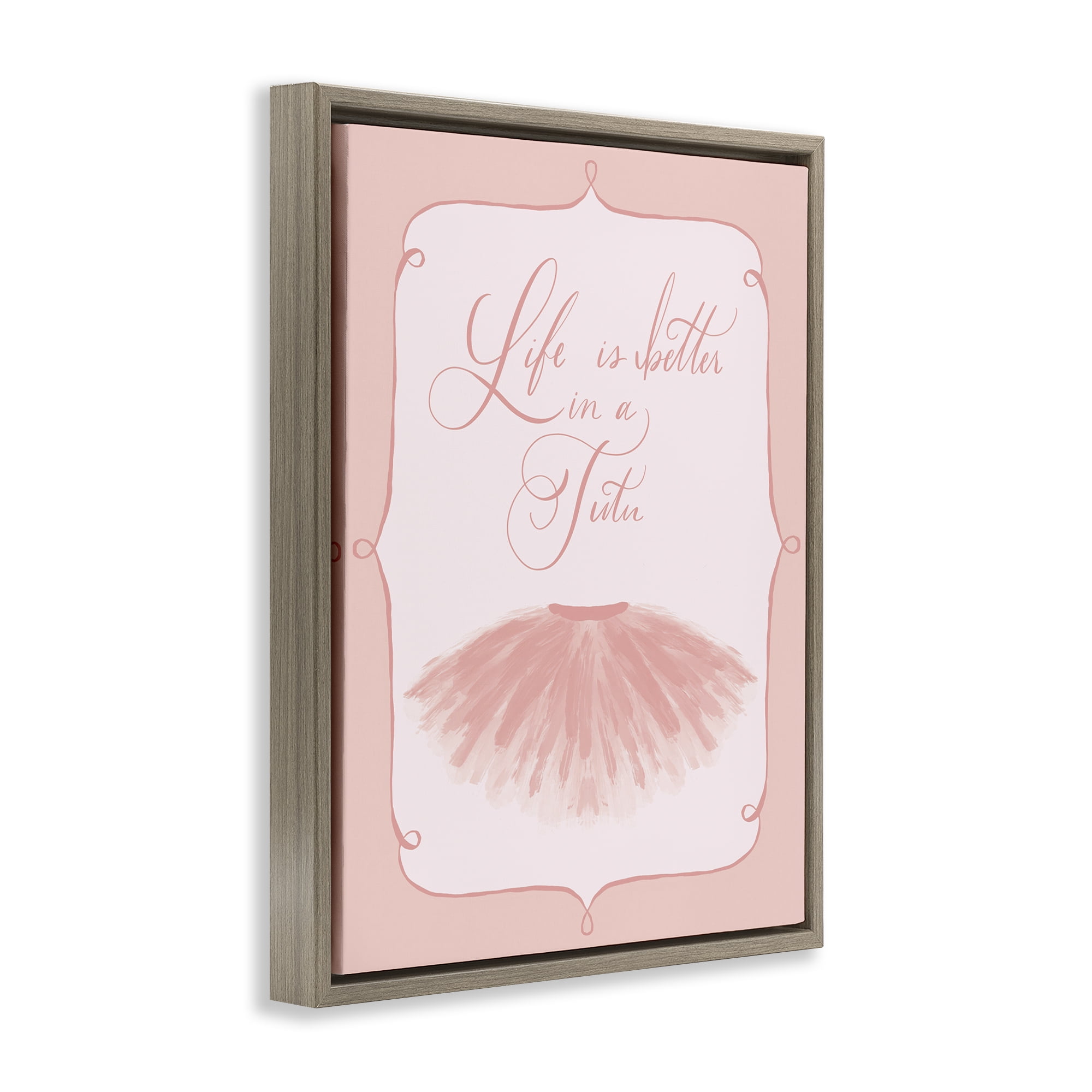 Stupell Industries Life's Better in Tutu Entertainment Painting Brown Floater Framed Canvas Art Print Wall Art, 17 x 21