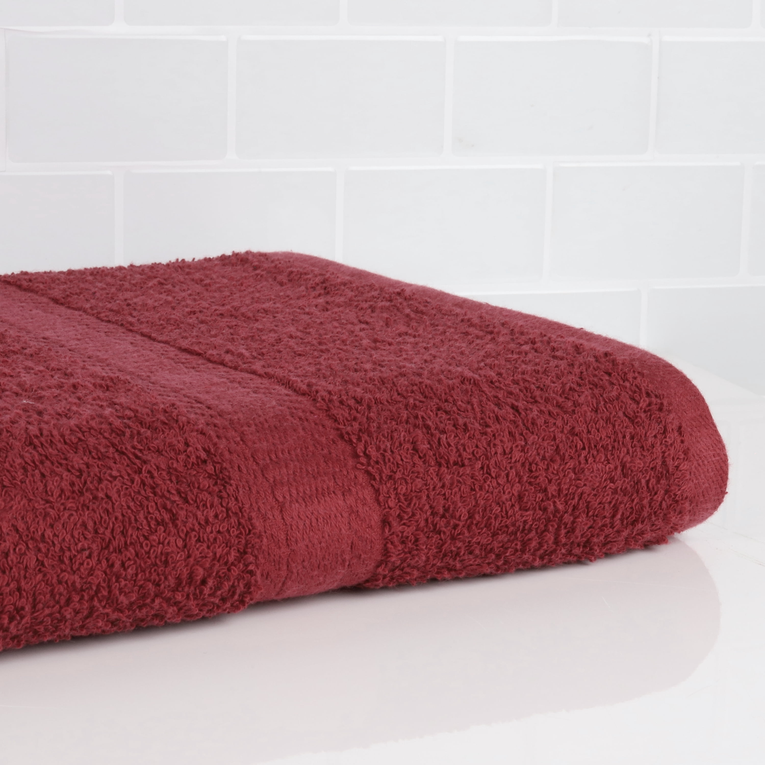 Mainstays Solid Bath Towel, Merlot