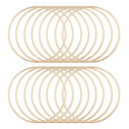 Uxcell 16Pcs Dream Catcher Rings, 4.3" Metal Hoops for Crafts Wreath Hoop Rings for Wall Hanging Crafts Home Decorations DIY Wedding Wreath Decor, Gold 4.1"