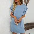 thumbnail image 5 of Clearance under $20 qolati Summer Dresses for Women 2025 Crew Neck Flounce Cap Sleeve Beach Sundress Casual Basic Loose Ribbed Tunic Mini Dresses, 5 of 7