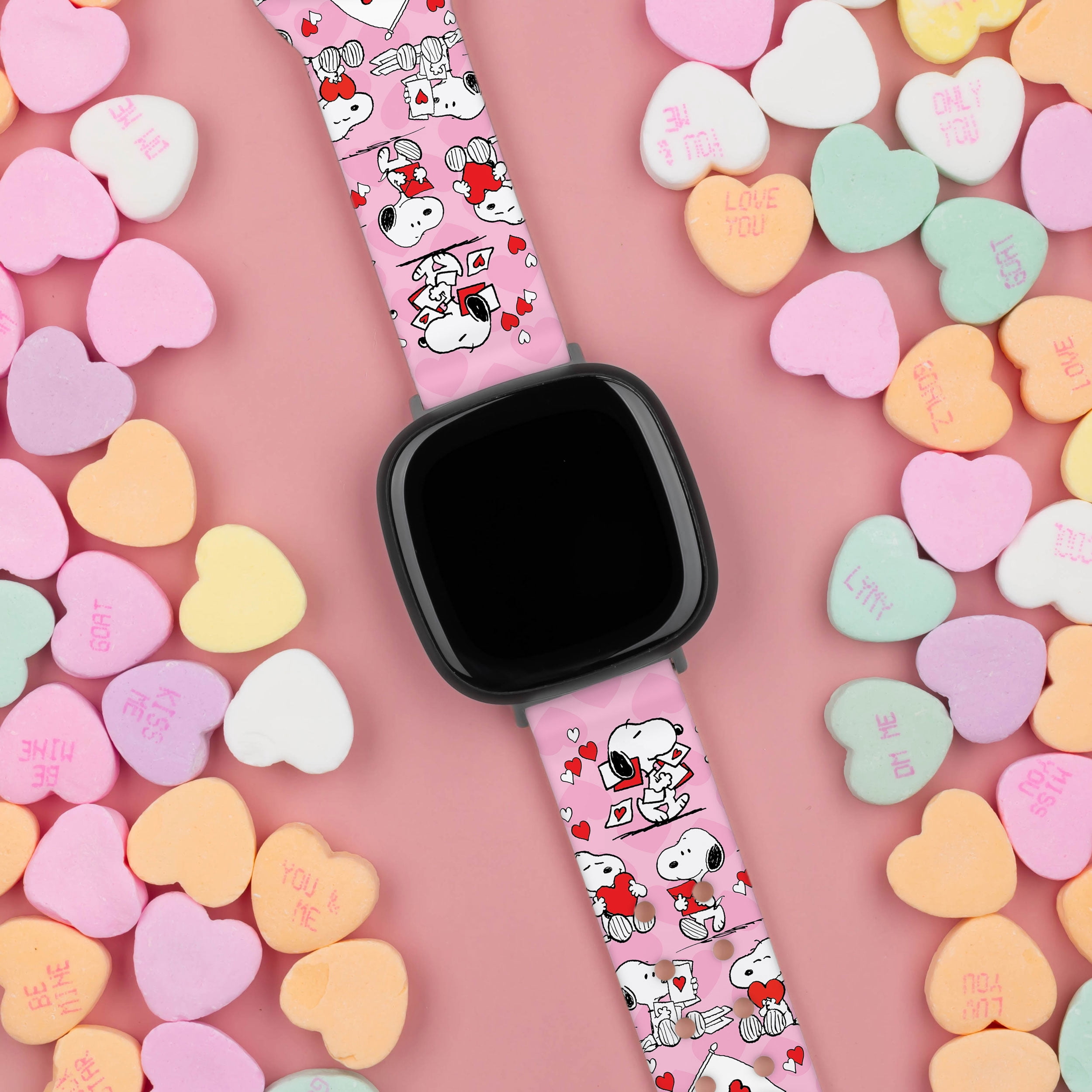 Peanuts Valentines HD Unisex Watch Band Compatible with FitBit Versa 3 & Sense (20mm Long Snoopy Love) by Affinity Bands