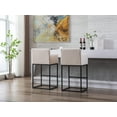 thumbnail image 4 of Guyou 30.75" Modern Bar Stools Set of 2, Linen Upholstered Counter Height Bar Stool with Back and Arms, Kitchen Island Stool with Black Metal Frame for Home Bar Restaurant, Cream, 4 of 9