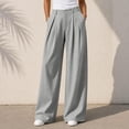 thumbnail image 2 of Ozmmyan 2026 Wide Leg Pants for Womens High Waist Pleated Button Zip Front Business Palazzo Pants with Pockets ﻿, 2 of 6