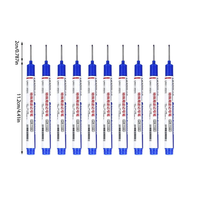 Btomtd 10pcs Long Head Hole Marker 2025 Permanent Markers Carpenter Ink Marker Pens Fast Dry Waterproof Long Nib Marker Colorful Carpenter Achieve Markers Tool 10ml, Blue