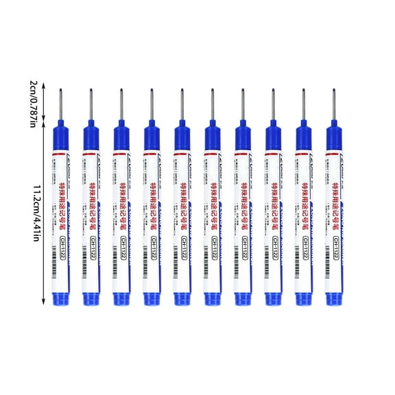 Mecorevxz 10Pcs Long Head Hole Marker Permanent Markers Carpenter Ink Marker Pens Fast Dry Waterproof Long Nib Marker Colorful Carpenter Achieve Markers Tool 10ml(Blue)