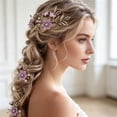 thumbnail image 2 of Wuqi 5 Pieces Bridal Flower Wedding Hair Pins Pearl Hair Pins Clips Headpiece Gold Wedding Hair Accessories Jewelry with Rhinestone for Brides Bridesmaids Women, 2 of 5