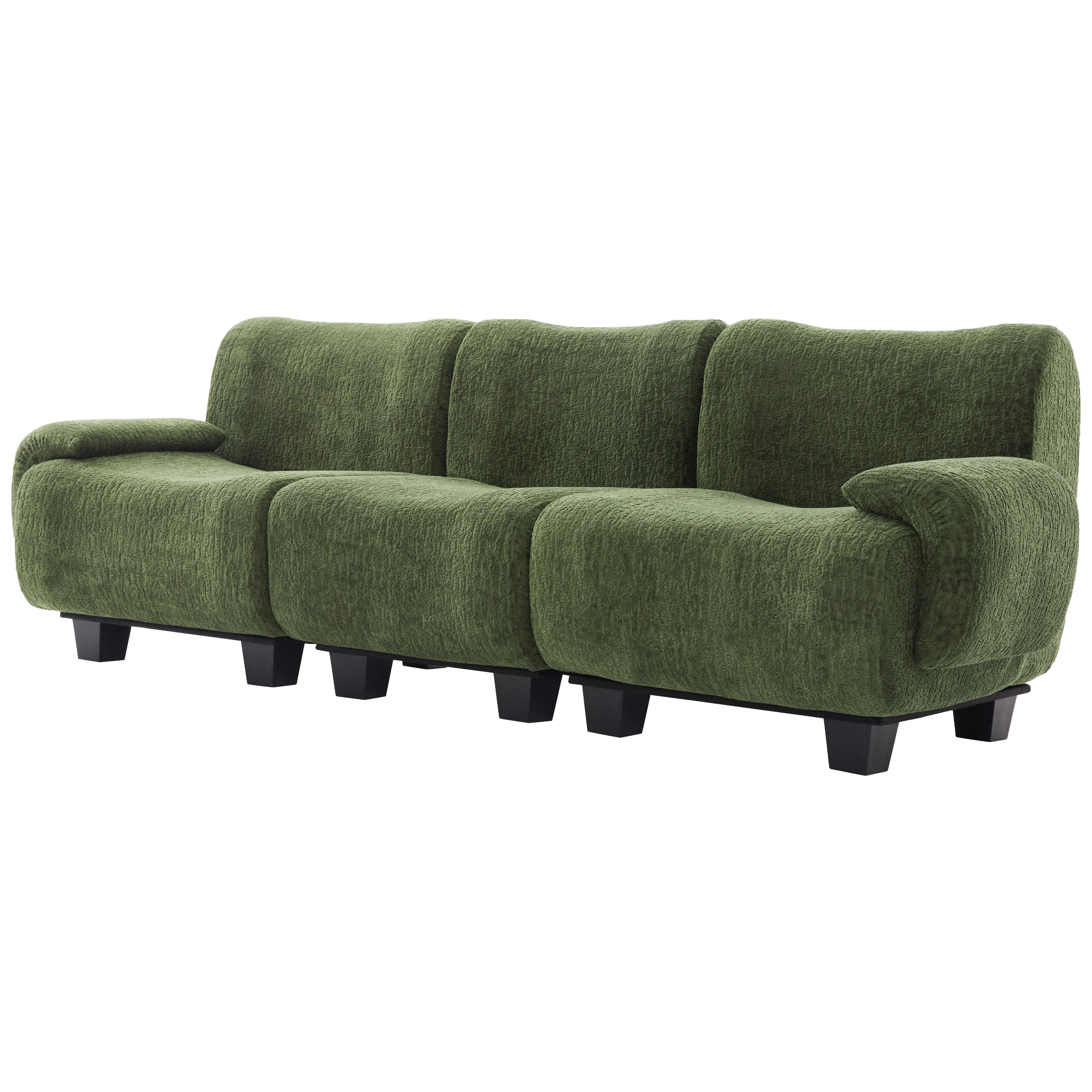 Euroco Modern 3-seater Sofa 94.5" Sofa Couch Chenille Upholstered Sofa with Curved Armrests for Living Room, Apartment, Guest Room, Green