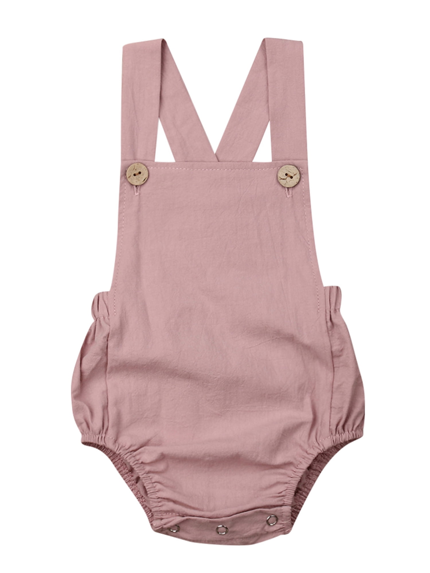 Newborn Baby Boys Girls Romper Jumpsuit Overalls Sleeveless Button Bodysuit Unisex Baby One-Piece Outfit Summer 