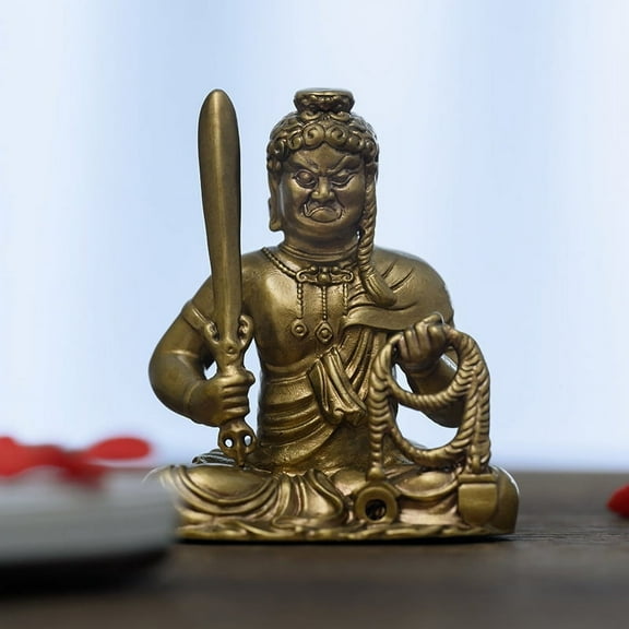 Small Brass Fudo Myo-o Buddha Figurine – Handmade Spiritual & Zen Decor