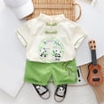 thumbnail image 2 of Coerni Toddler Baby Boys' Suit Summer Panda Print Tops Shorts Casual Walking Clothes Two Suit Baby Boy 3month Clothes, 2 of 9