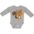 thumbnail image 3 of Inktastic Cute Squirrel, Squirrel With Flowers, Fluffy Tail Boys or Girls Long Sleeve Baby Bodysuit, 3 of 5