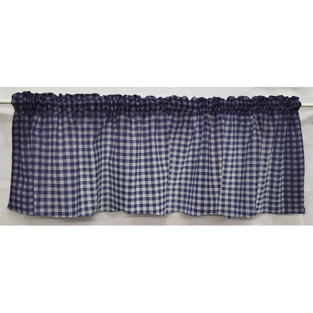 Navy Blue & White Checked Gingham Gingham Curtain Panels by Penny's