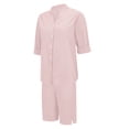 thumbnail image 5 of Baberdicy Women's Linen Shirt & Pants Set - Casual Long Sleeve Top with Pocket Trousers Pink 3Xl, Womens Daily Casual Solid Long Sleeve Shirt Tops Pockets Pants Shirt Trousers Set, 5 of 9