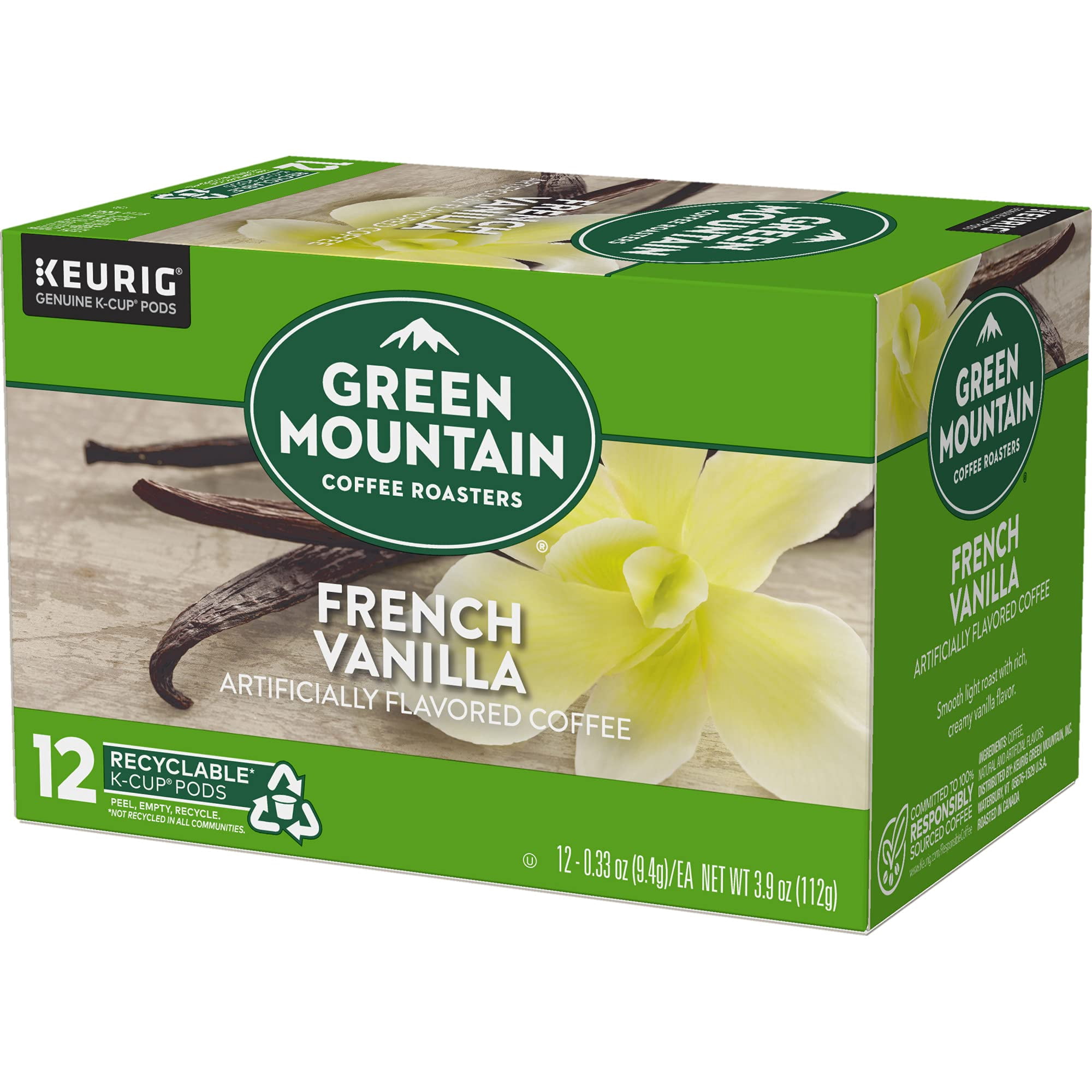 Green Mountain Coffee Roasters French Vanilla, Keurig Single-Serve K-Cup Pods, Light Roast Coffee, 12 Count (Pack Of 3).