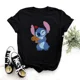 thumbnail image 3 of Camisetas de algodón para niños con dibujos animados de Lilo y Stitch de Disney, camisetas de verano, camisetas negras con cuello redondo y Stitch Ohana, camisetas para bebés, ropa para niños y niñas, 3 of 5