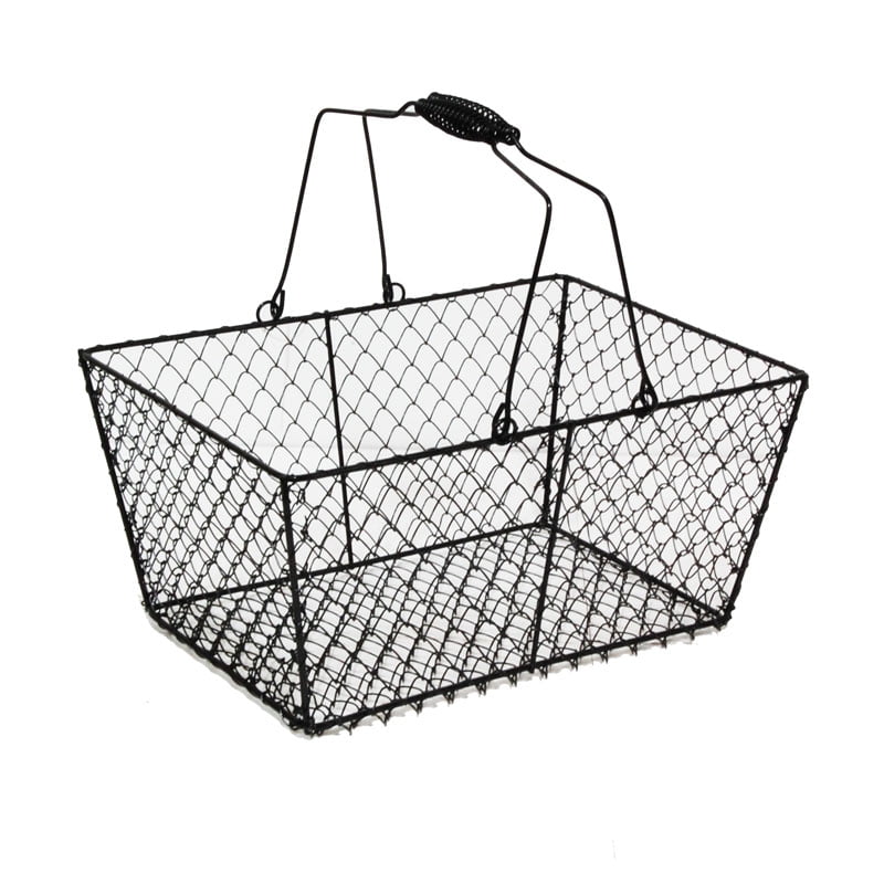 Stella Black Rectangular Wire Mesh Shopping Basket 12in