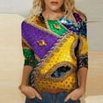 thumbnail image 2 of Outfmvch Chemises Mardi Gras pour Femmes, Manches 3/4 Hauts pour Femmes, Tenue Mardi Gras pour Femmes, Blouses pour Femmes, Hauts d'Entraînement pour Femmes, Tunique Graphique de Carnaval Manches 3/4 Col Rond Blouse Blanche 4TG, 2 of 5