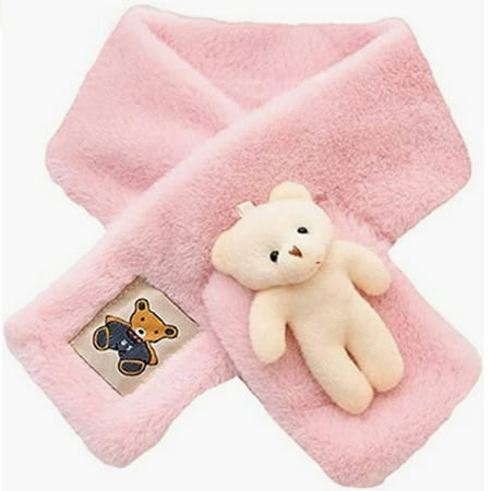 

Plush Scarf Furry Scarf Faux Fur Collar Cute Bear Plush Bib for Adult and Child All-Match Fur Collar Cross Plush Scarf Adjustable for Necks Warm