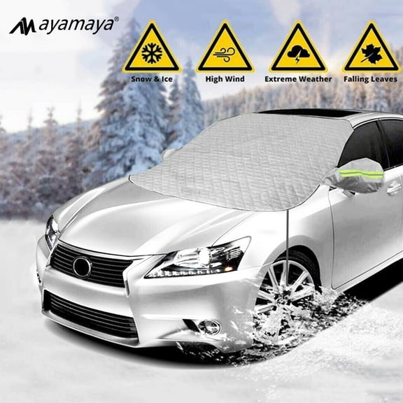 Magnetic Car Front Window Cover with Mirror Cover AYAMAYA Outdoor Heavy Duty Anti Frost Windshield Cover for Truck SUV & Cars