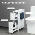thumbnail image 6 of Bathroom Storage Cabinet MDF Storage Chest With Toilet Paper Holder 2 Drawers Side Towel Rack Wheels For Living Room, 6 of 8