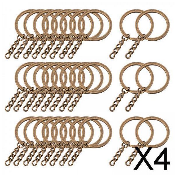 4x Paquete de 30, Anillos de Llavero, Llavero de Metal para Joyería Haciendo Artesanía, Llavero 4 piezas
