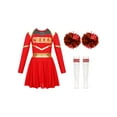 thumbnail image 3 of iiniim Kids Girls Cheerleading Fancy Dress Outfits with Pompoms Socks Musical Party Performance Dacewear A Red 16, 3 of 7