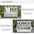 thumbnail image 4 of Outsunny Banc Extérieur en Bois 2 Places avec Boîte de Rangement de 29 Gal, Blanc, 4 of 10