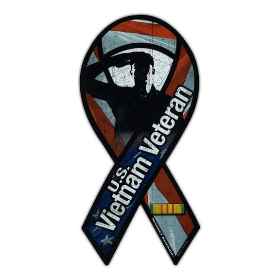 Magnetic Bumper Sticker - Vietnam Veteran - Ribbon Shaped Support, Pride Magnet - 3.75" x 8"