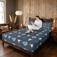 thumbnail image 3 of Manfei Western Cow Skull Queen Sheets, Bohemian Aztec Queen Sheet Sets, Blue Brown White, Navy Reversible 4-Piece1 Flat Sheet + 1 Fitted Sheet + 2 Pillowcases, 3 of 6