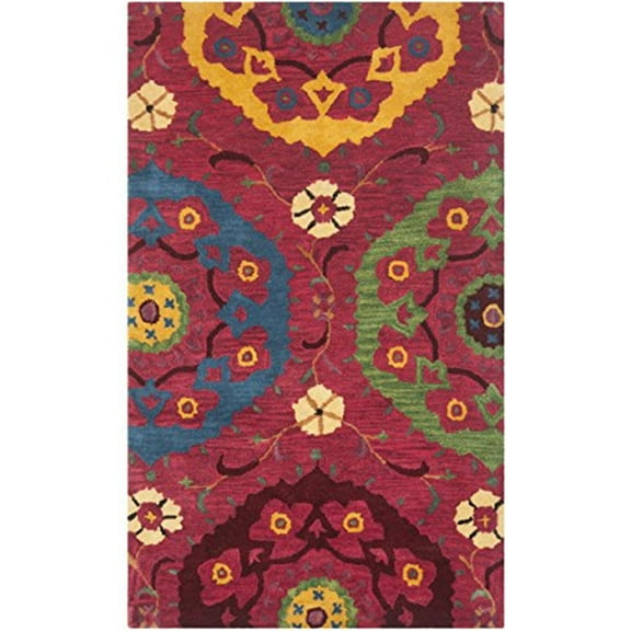 Transitional Rug - Wyndham Wool Pile -Red/Multi-Color:Red/Multi,Design:Transitional,Shape:Accent,Size:4'L x 2' 3''W