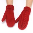 thumbnail image 4 of Jinhomg Cold Weather Mittens for Women and Men Thick Warm Cable Knitted Mittens Winter Thermal Cozy Full Finger Driving Biking Gloves Sales Today Clearance Red Free Size, 4 of 4