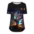 thumbnail image 6 of Shirts for Women Short Sleeve Plus Size T-Shirts Summer Clothing Tops Women's New Round Neck Pullover Chest Pleated Casual Print Top, 6 of 6