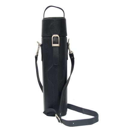 Piel Leather Single Deluxe Wine Carrier, Black, One Size
