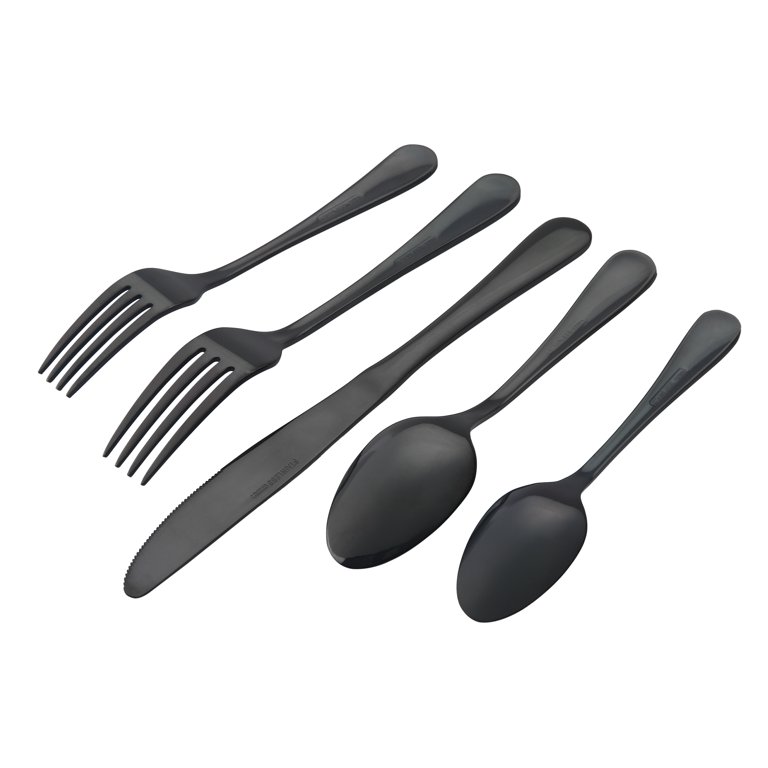 Better Homes & Gardens 20 Piece Corin Flatware Set with Black