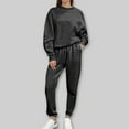 thumbnail image 2 of Bxsruta Athletic Sets for Women, Women's Thermal Lined Sweatshirt & Fleece Pants Set, Winter Crew Neck Pullover Outfit, Casual Lounge Wear Set, 2 of 7