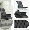 thumbnail image 5 of Foredo Upholstered Dining Chairs with Arms, Modern Velvet Dining Chairs with Metal Legs and Button Tufted Back, Velvet Dark Gray, 5 of 9